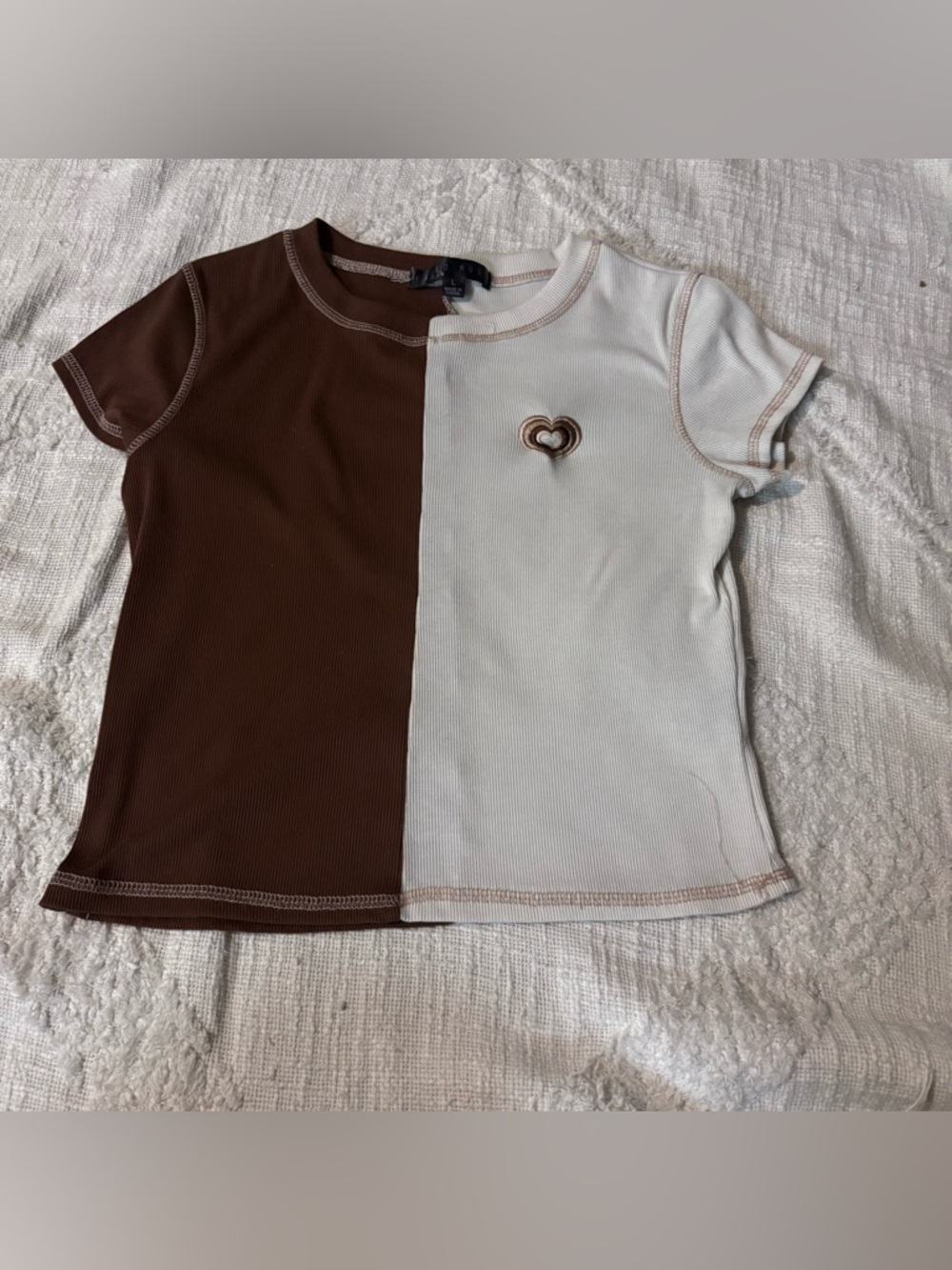 Womens Faded Rose split color block top Size L